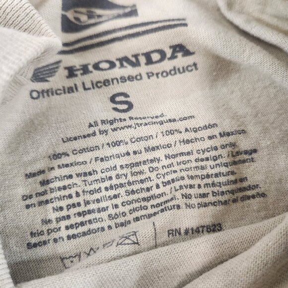Honda Racing Team Checkered Flag Cotton T-Shirt Mens Small Beige Official - Picture 5 of 10